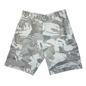 Wrangler Camouflage Cargo Shorts Men 33 Grey White Relaxed Fit